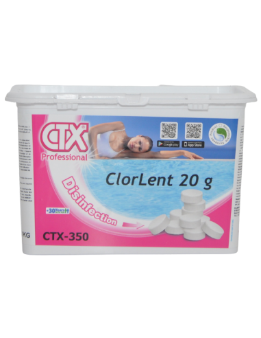 1+1 OFFERT: Chlore lent Pastilles de 20g - 1 Kg CTX-350 (ÉTIQUETTE DÉCOLORÉE)