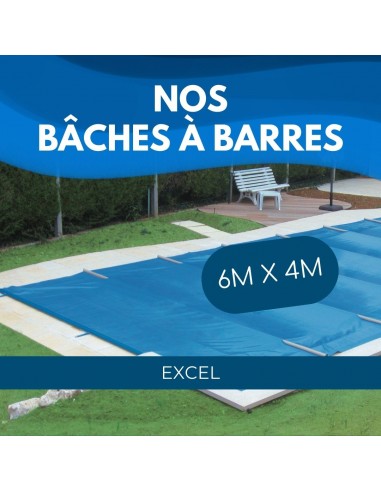 Bâche à barres de sécurité Excel 580 g/m² pour piscine 6m x 4m