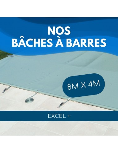 Bâche à barres de sécurité Excel+ 580 g/m² pour piscine 8m x 4m